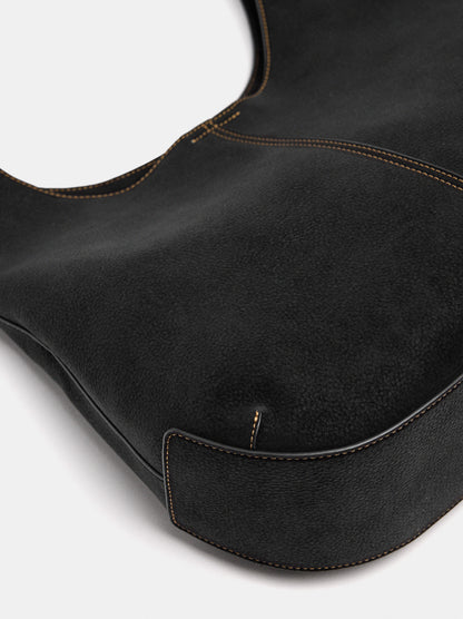 Leather-Effect Shoulder Bag With Topstitching