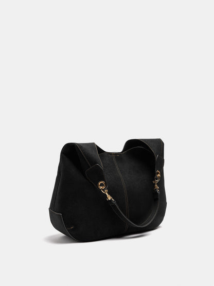 Leather-Effect Shoulder Bag With Topstitching