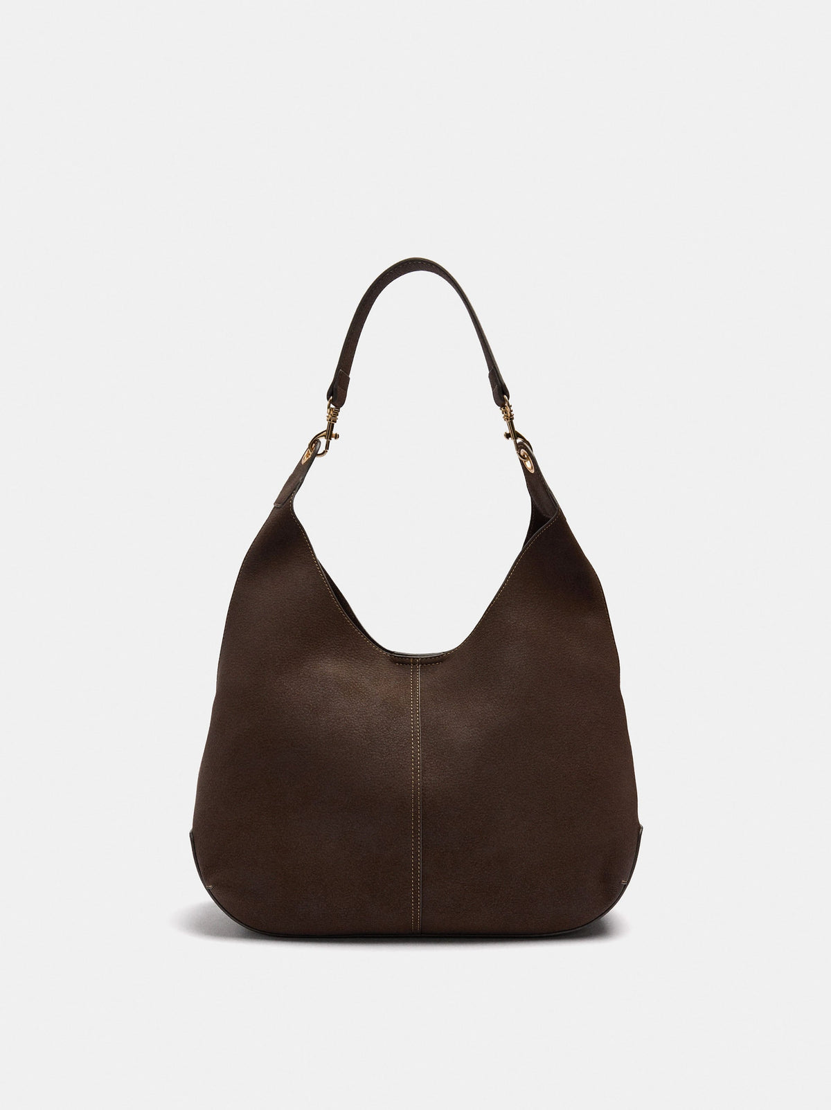 Leather-Effect Shoulder Bag With Topstitching