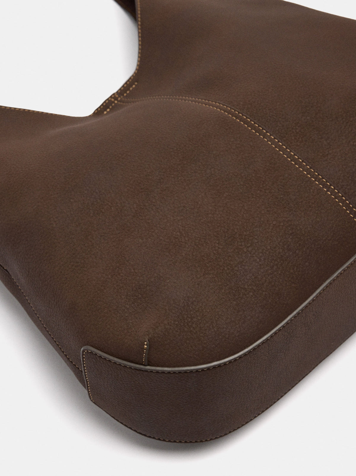 Leather-Effect Shoulder Bag With Topstitching