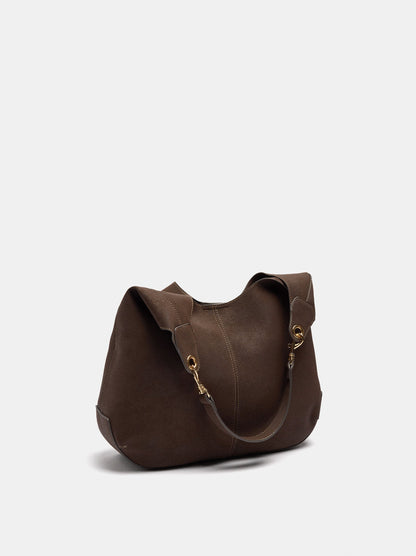 Leather-Effect Shoulder Bag With Topstitching
