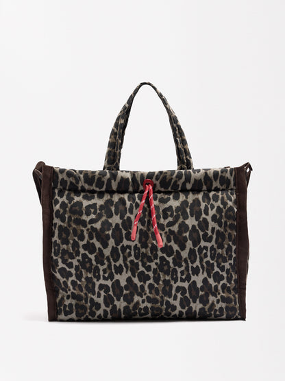 14-Inch Laptop Bag In Animal-Print Nylon