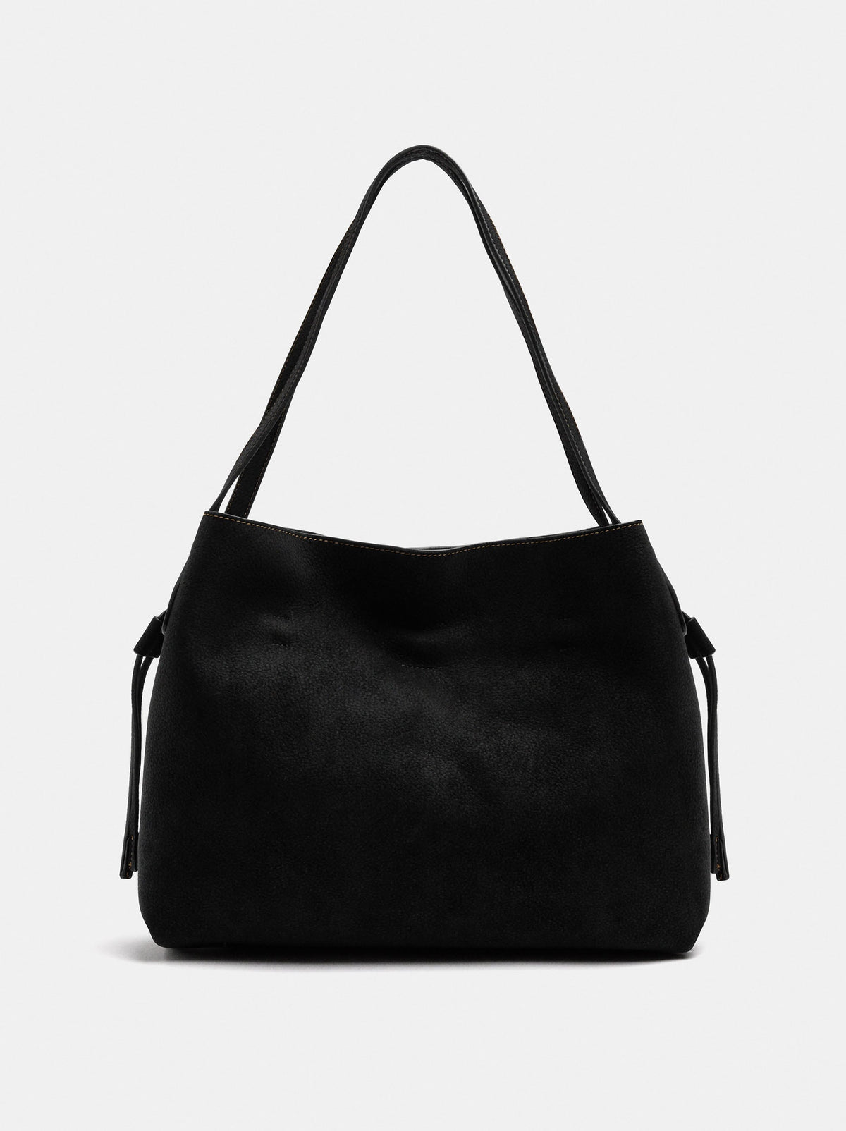 Leather-Effect Shopper Bag With Drawstrings