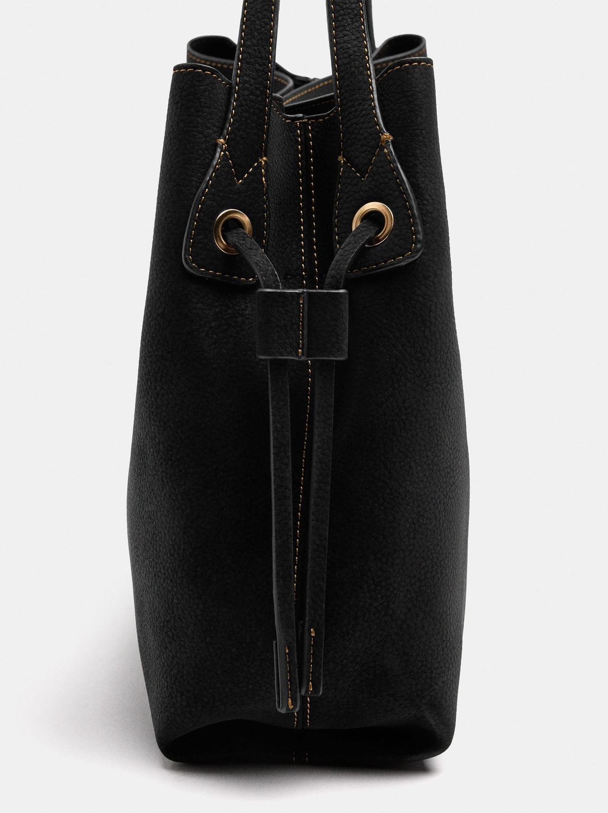Leather-Effect Shopper Bag With Drawstrings