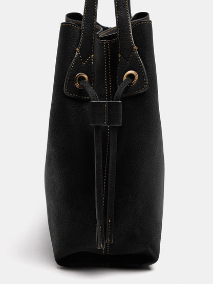 Leather-Effect Shopper Bag With Drawstrings