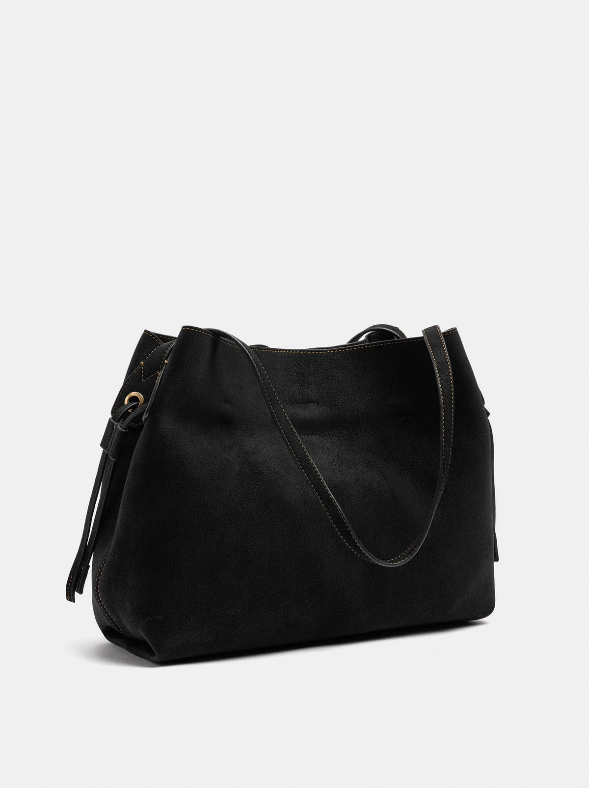 Leather-Effect Shopper Bag With Drawstrings