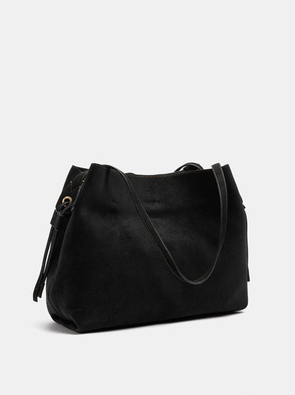 Leather-Effect Shopper Bag With Drawstrings