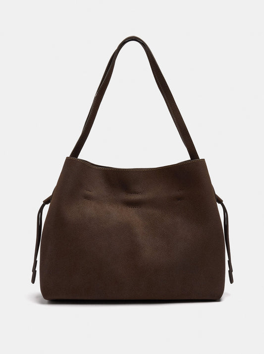 Leather-Effect Shopper Bag With Drawstrings