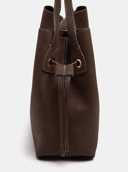 Leather-Effect Shopper Bag With Drawstrings