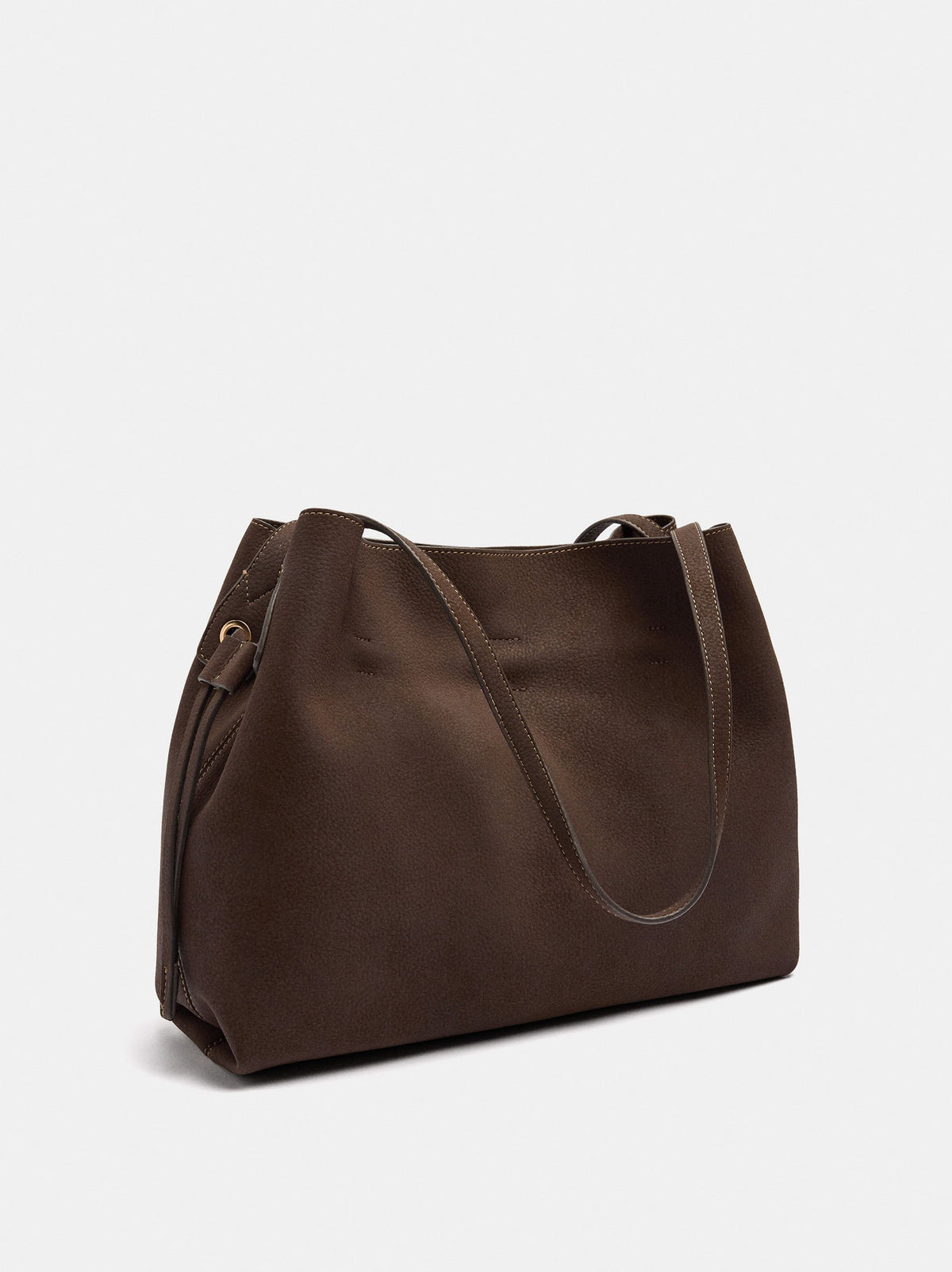 Leather-Effect Shopper Bag With Drawstrings