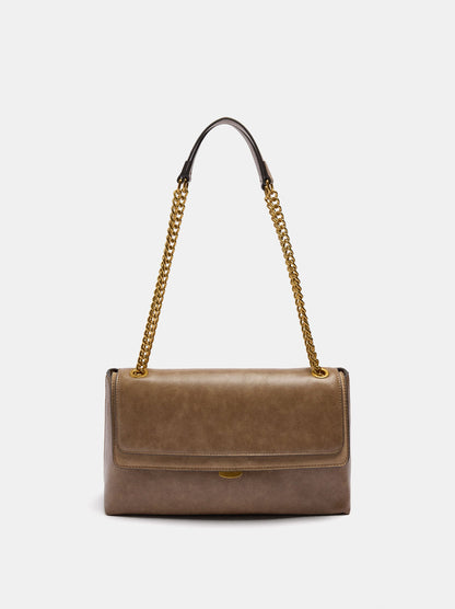 Shoulder Bag With Flap And Chain Strap