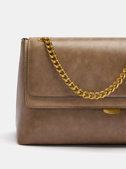 Shoulder Bag With Flap And Chain Strap