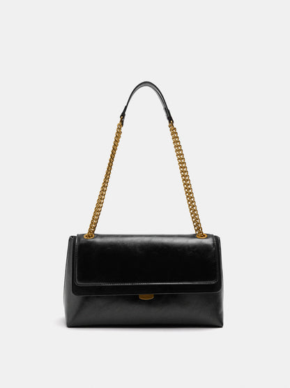 Shoulder Bag With Flap And Chain Strap