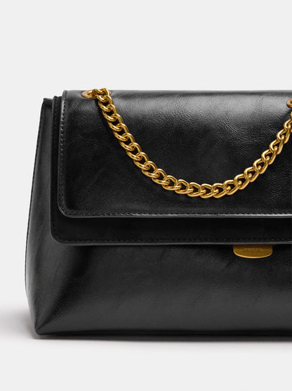 Shoulder Bag With Flap And Chain Strap