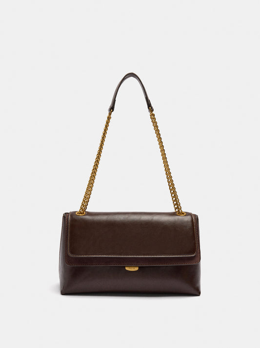 Shoulder Bag With Flap And Chain Strap
