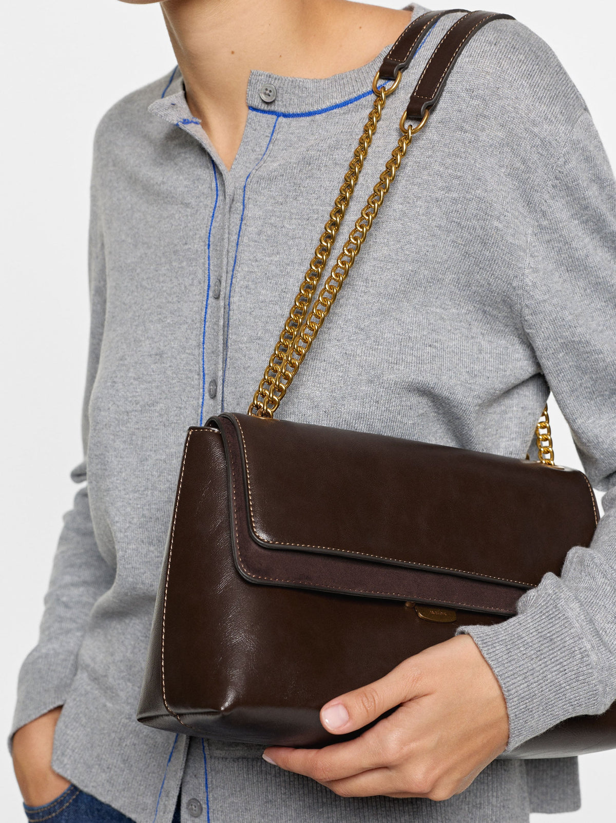 Shoulder Bag With Flap And Chain Strap