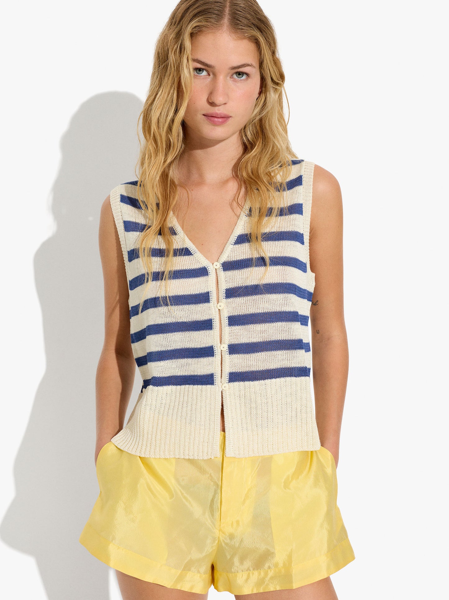 Vest With Striped Knit