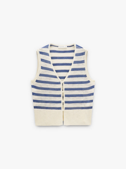 Vest With Striped Knit