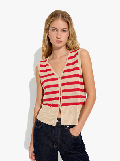 Vest With Striped Knit
