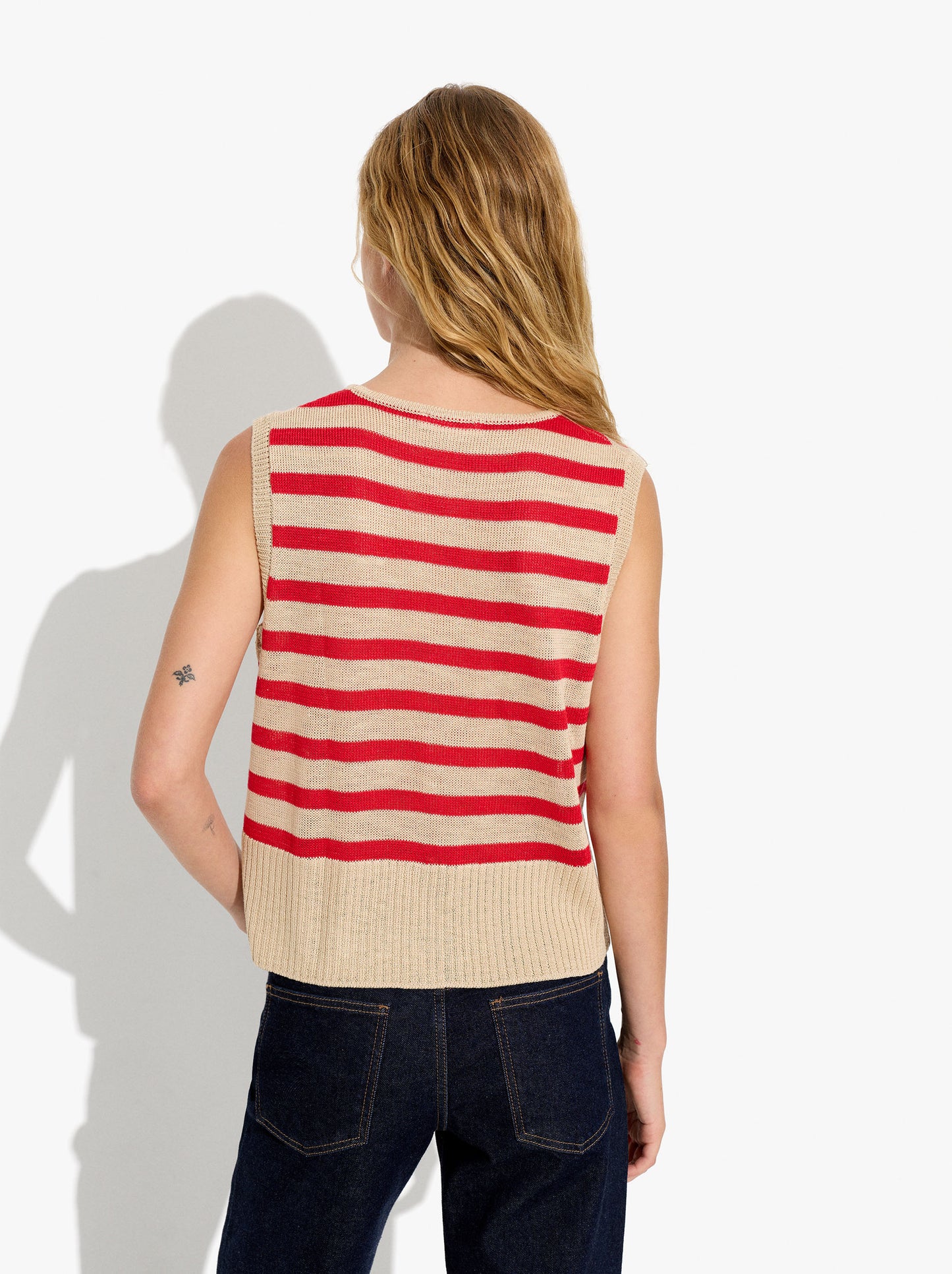 Vest With Striped Knit