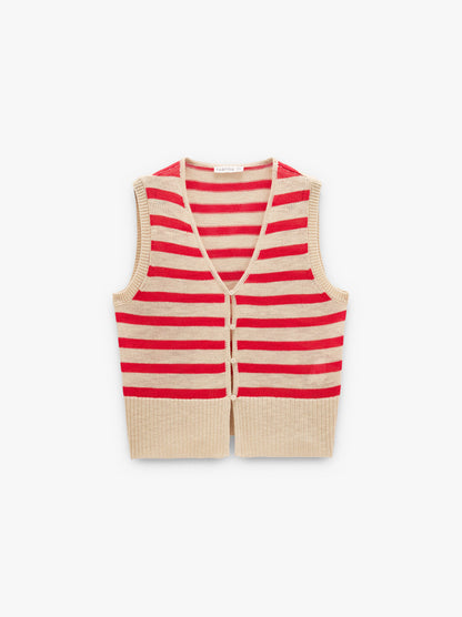 Vest With Striped Knit