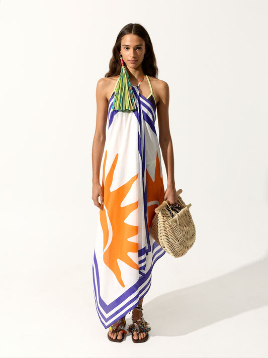 Halter Printed Dress With 100% Cotton