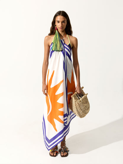 Halter Printed Dress With 100% Cotton