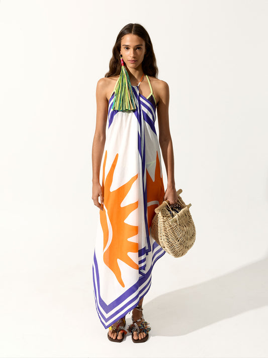 Halter Printed Dress With 100% Cotton