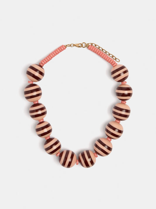 Short Necklace With Striped Beads