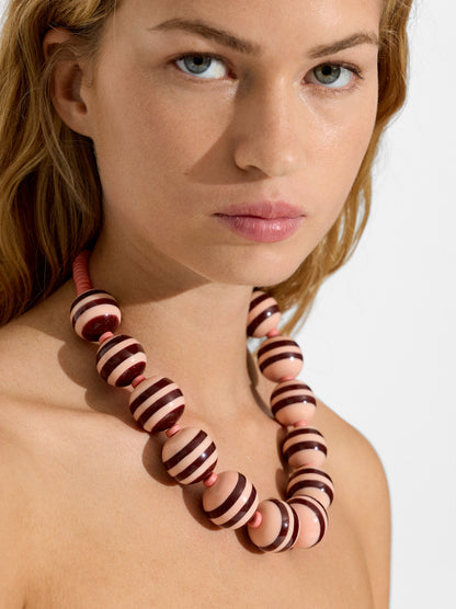 Short Necklace With Striped Beads
