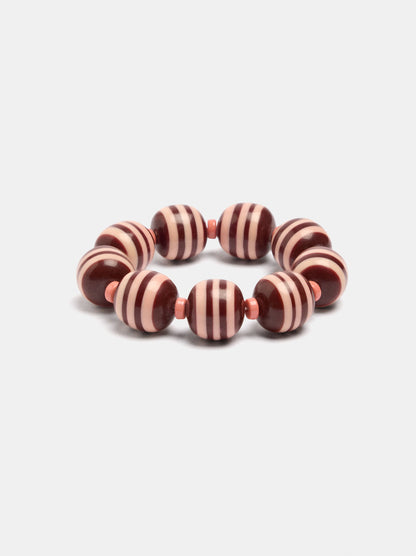 Elastic Bracelet With Striped Beads
