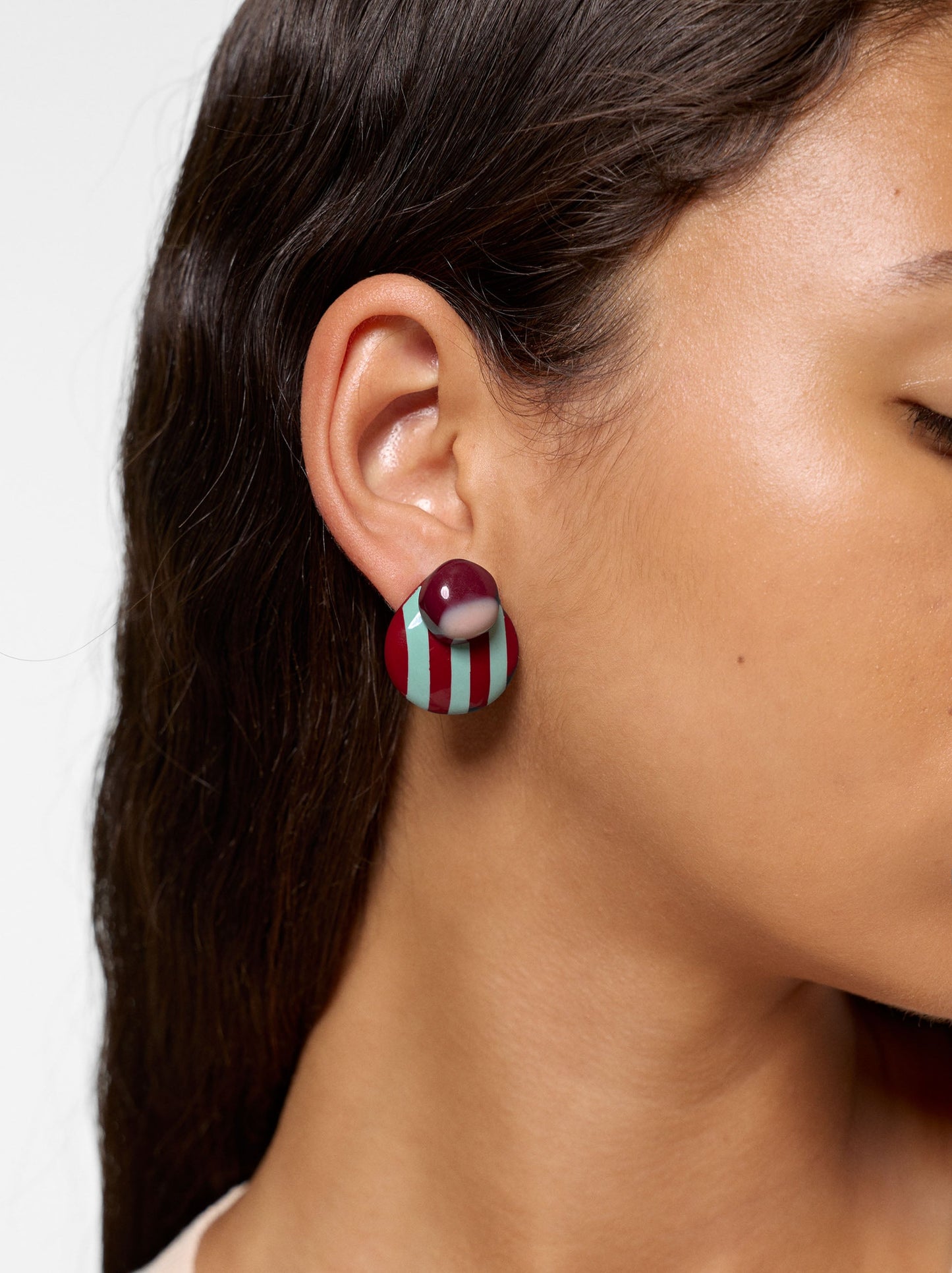 Striped Round Earrings