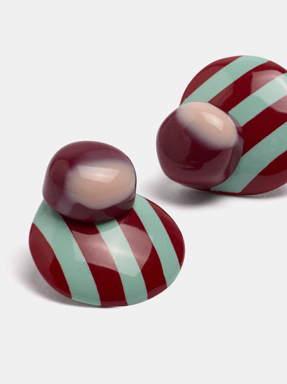 Striped Round Earrings