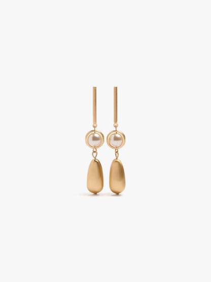 Long Pearl Earrings With Teardrop