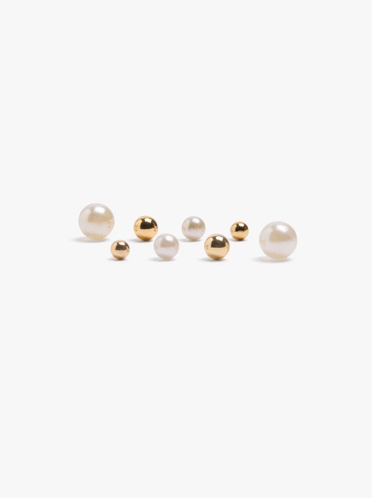 Set Of Pearl And Sphere Earrings