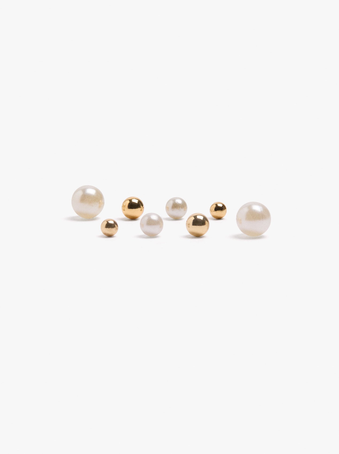 Set Of Pearl And Sphere Earrings