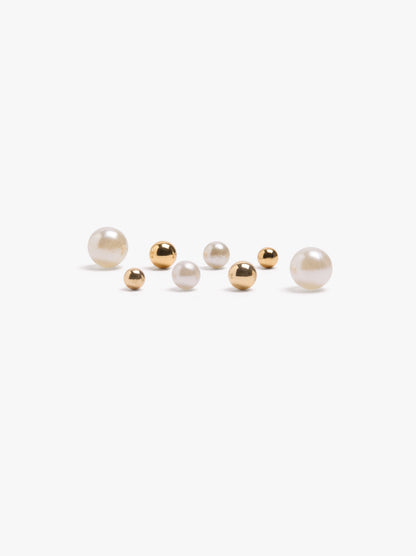 Set Of Pearl And Sphere Earrings
