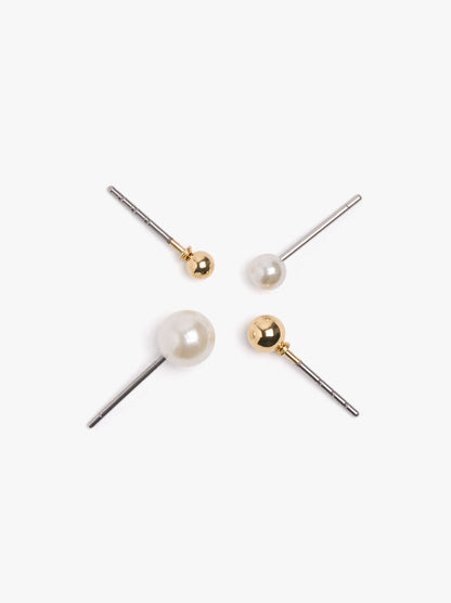 Set Of Pearl And Sphere Earrings