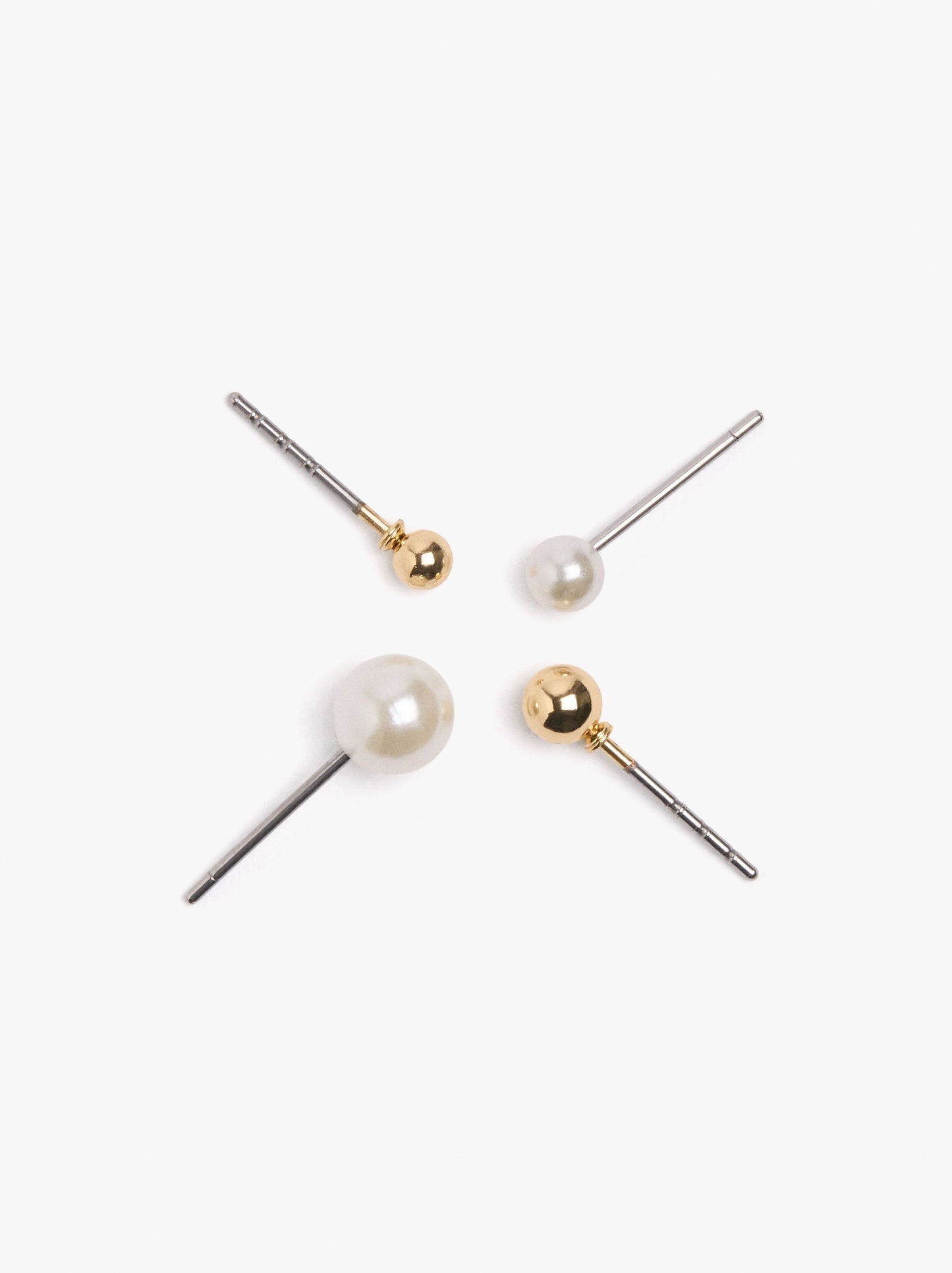 Set Of Pearl And Sphere Earrings