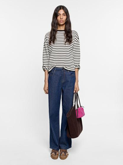 100% Cotton Long-Sleeved Striped T-Shirt