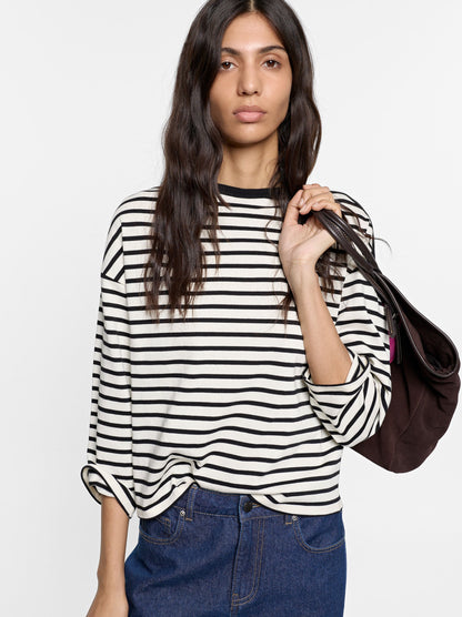 100% Cotton Long-Sleeved Striped T-Shirt