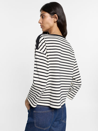 100% Cotton Long-Sleeved Striped T-Shirt