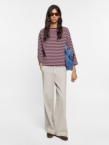 100% Cotton Long-Sleeved Striped T-Shirt