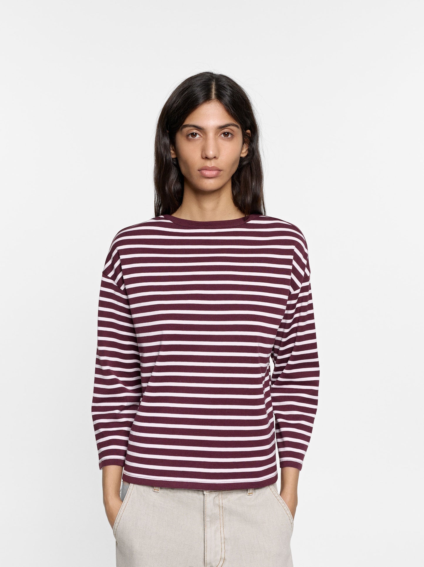 100% Cotton Long-Sleeved Striped T-Shirt