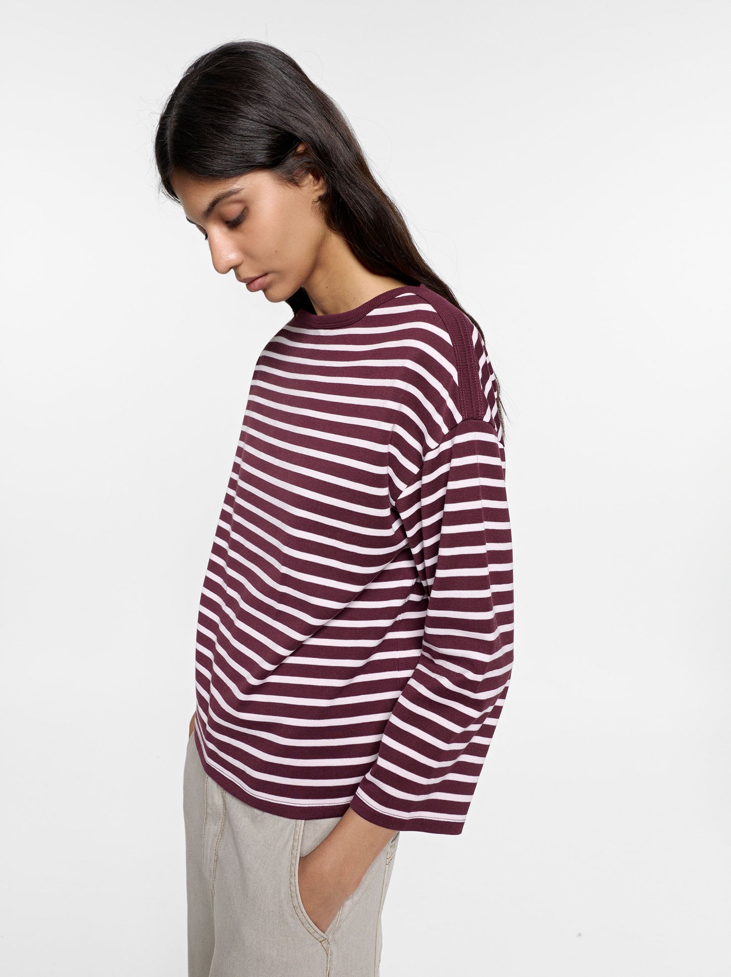 100% Cotton Long-Sleeved Striped T-Shirt