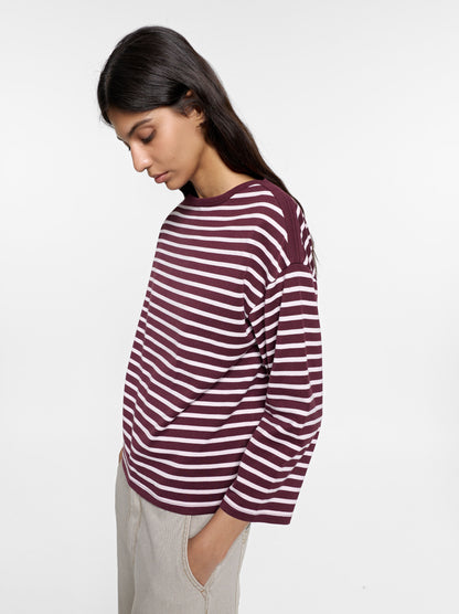 100% Cotton Long-Sleeved Striped T-Shirt