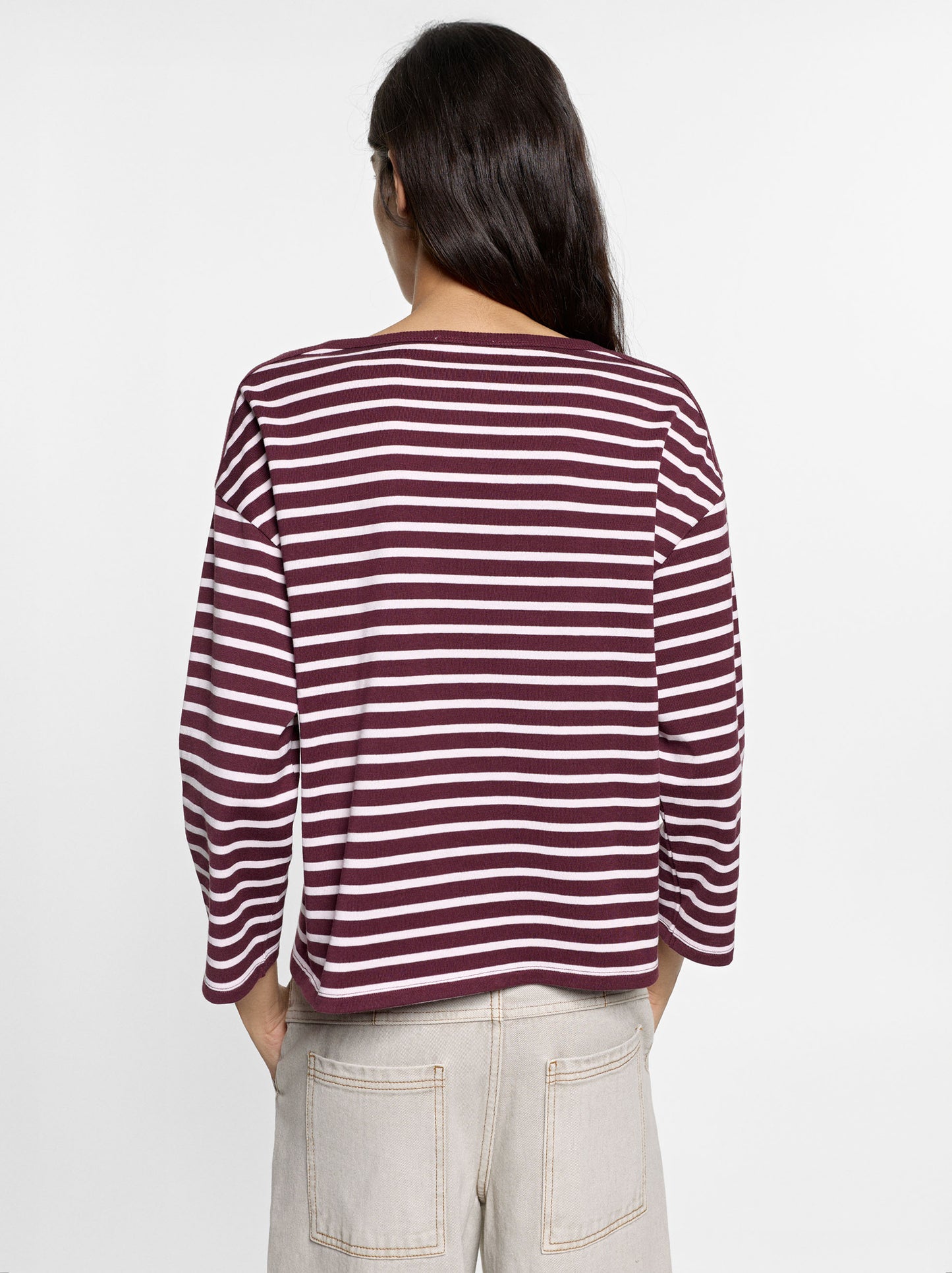 100% Cotton Long-Sleeved Striped T-Shirt