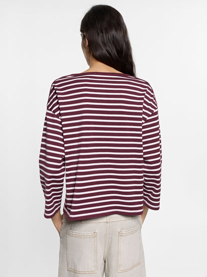 100% Cotton Long-Sleeved Striped T-Shirt