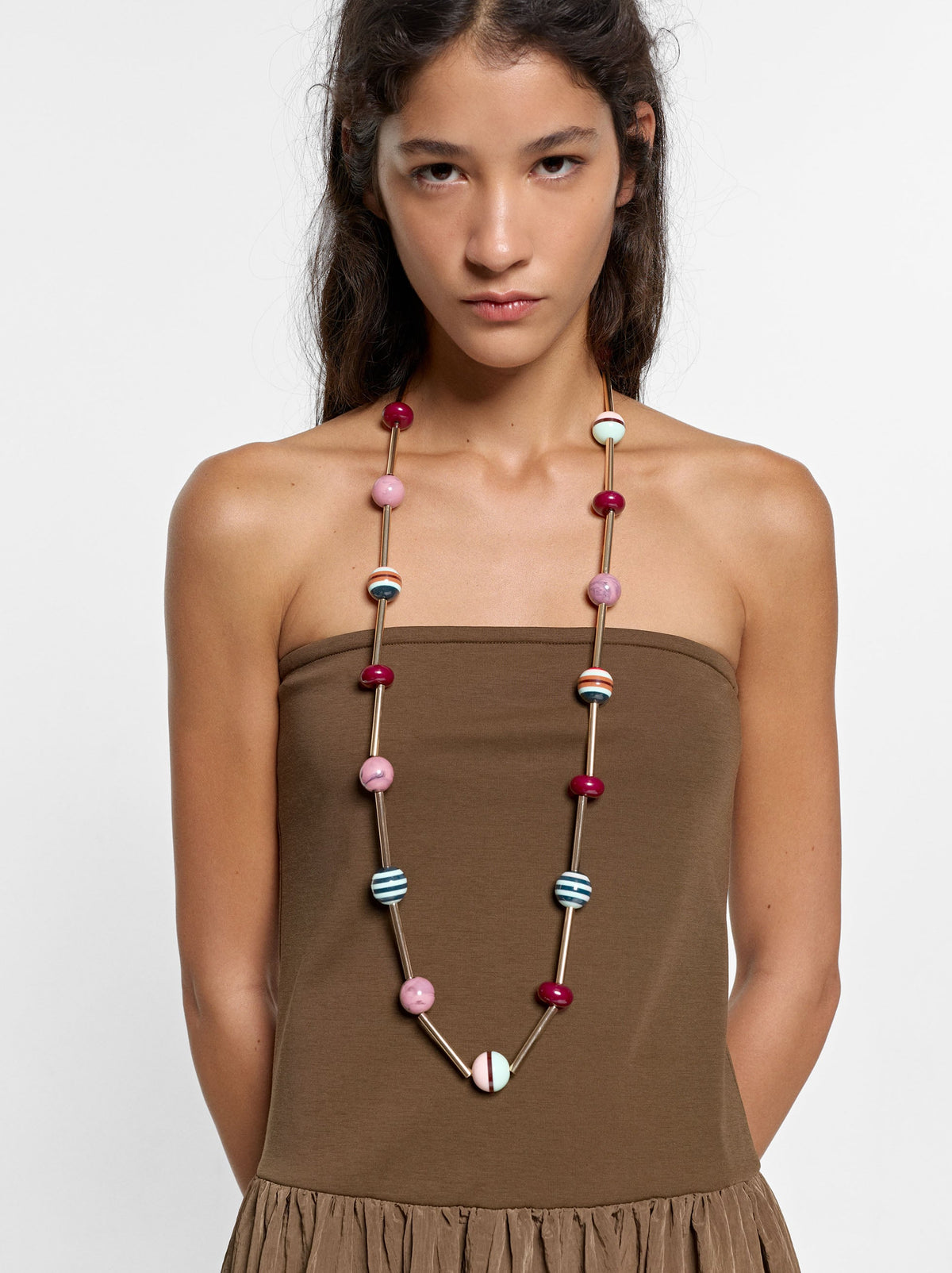 Long Multicolour Bead Necklace