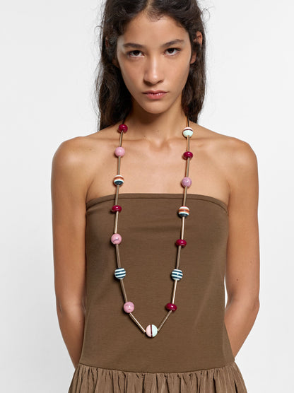 Long Multicolour Bead Necklace